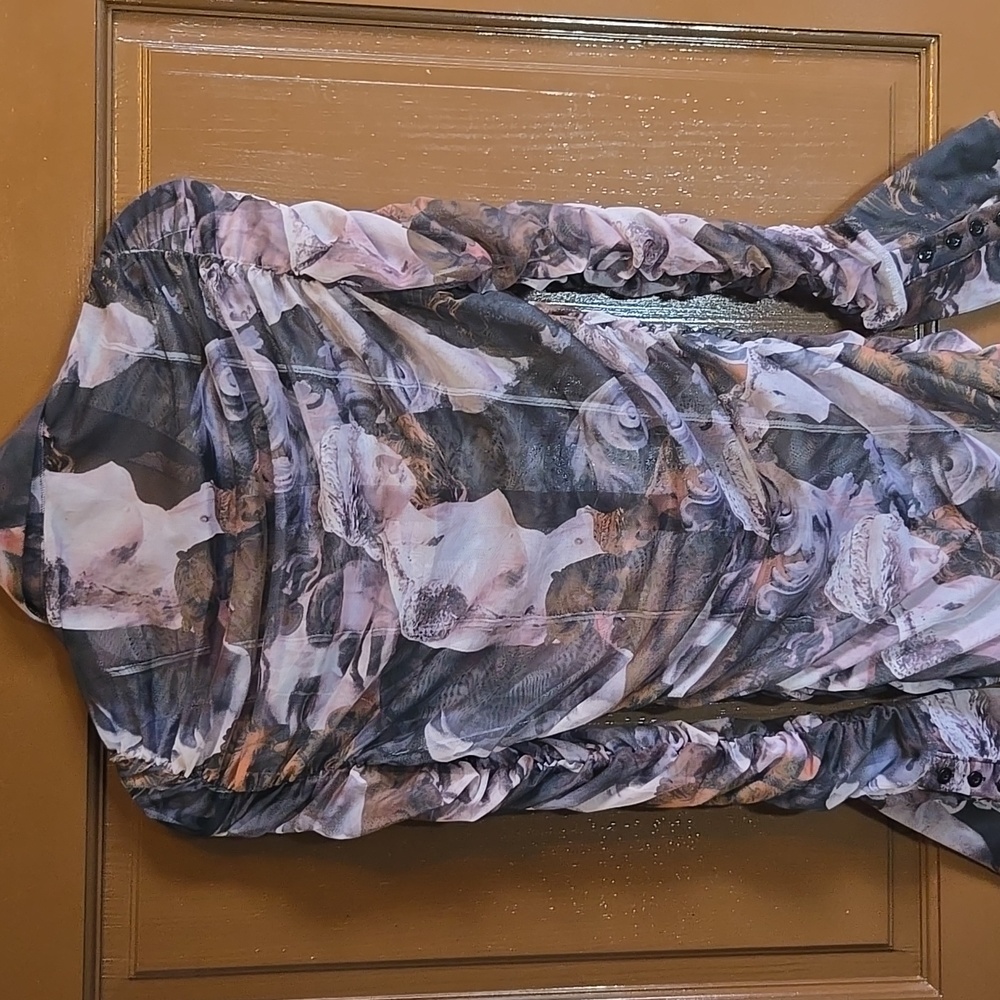 PrettyLittleThing-Draped lavender/gray print straight dress Sz 8 - Picture 8 of 16